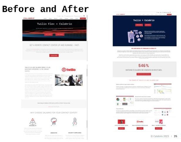 Website redesign before and after